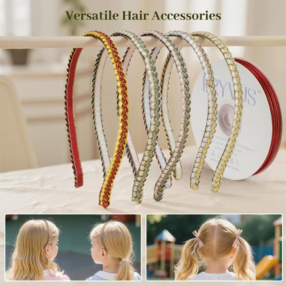 Kryvus Red Satin Ribbon with Gold Edge - 1/8 inch x Continuous 100 Yards Double Faced Thin Ribbon for Wedding Invitation Card, Gift Wrapping, Christmas Ornaments, Crafts