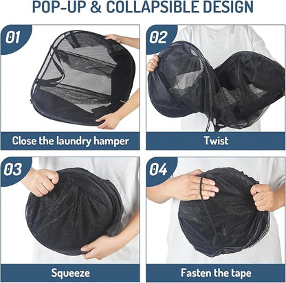 Seiritex Mesh Popup Laundry Hamper 3 Compartment Sortable Horizontal