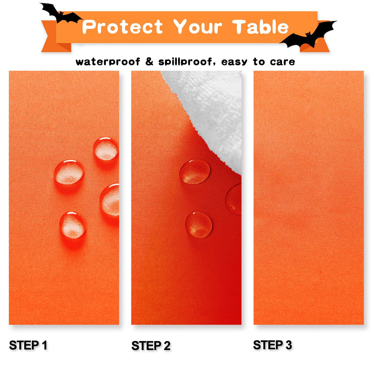 Hiasan Pumpkin Orange Rectangle Tablecloth - Waterproof Washable Polyester Fabric Table Cloth for Buffect Dining Birthday Party Wedding, 70 x 90 Inch