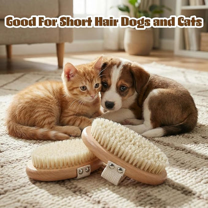 Professional Dog Brush Boar Bristle, Pet Palm Brush For Short Haired Dogs, Flea Comb Cat Brushes For Indoor Cats, Soft Bristle Pet Brushes, Non-Slip Grip, Gentle Grooming For Cats Dogs