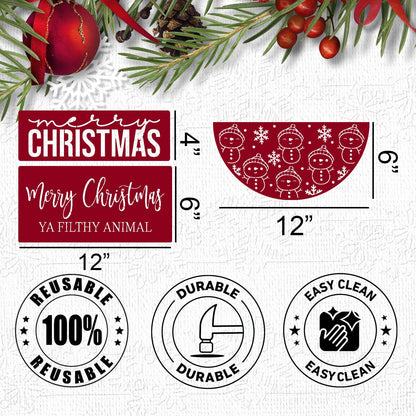 Christmas Stencils for Painting on Wood 12” Large Christmas Doormat Stencils Reusable Holiday Stencil for Crafts Door Mats Canvas Window Decor