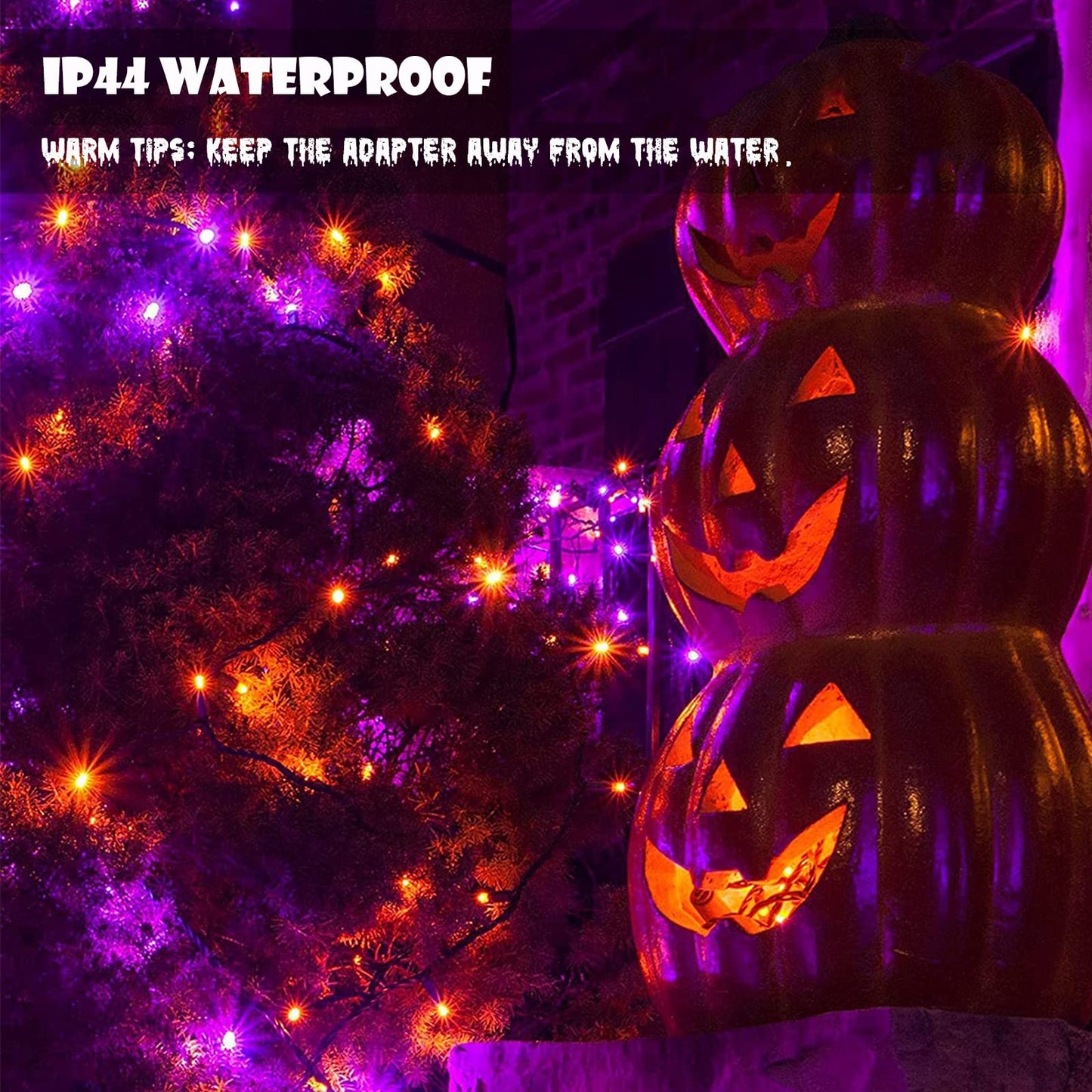Toodour Halloween Orange & Purple Lights, 131ft 350 LED Plug in String Lights with 8 Modes and Timer, Connectable, Waterproof Halloween Outdoor Lights for Home, Party, Garden,Holiday Decorations