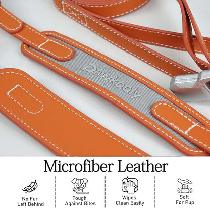 MagEase Dog Collar with 4FT Leash | Adjustable | Anti-Wrinkle, Bite & Stain-Resistant Leather | Soft & Skin-Friendly | 450LB Escape-Proof Magnetic Buckle (Orange, Extra Large)