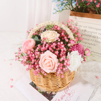 Pusuny Baby Breath Flowers Artificial Bulk,15 Pcs Gypsophila Faux Pink Flowers Fake Baby Breath Real Touch Flowers Bouquets for Bride Wedding Decorations Party Floral Arrangements DIY (Pink)