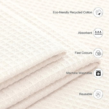 Encasa XO' Waffle Weave Face & Hand Towels – 12"x12", Natural Washcloths Set of
