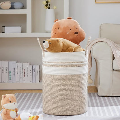 VIPOSCO Large Laundry Hamper, Tall Woven Rope Storage Basket