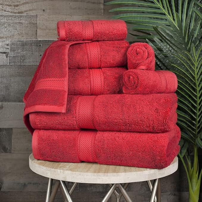 SUPERIOR Egyptian Cotton Pile 8 Piece Towel Set, Includes 2 Bath, 2 Hand
