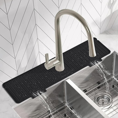 Kitchen Sink Splash Guard, 20 inch Silicone Faucet Guard & Draining Mat