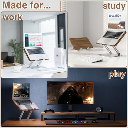AVARO Adjustable Laptop Stand – Ergonomic Laptop Stand with Customizable Height & Angle, Robust Design Laptop Riser for Desk, Portable, Foldable & Durable Computer Stand for Home or Office Use