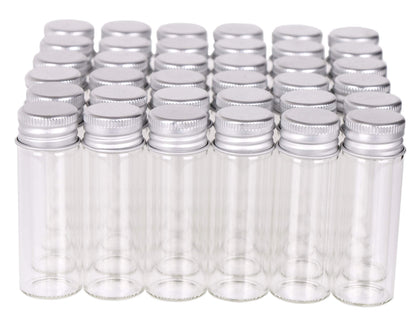 MaxMau 100 Tiny Glass Bottles Clear Small Vials 15 Milliliter Empty Mini Jars with Aluminum Screw Top Lids Sample Message Bottle Wedding Favors Decorations DIY Jewelry Accessories Liquid Hold Storage