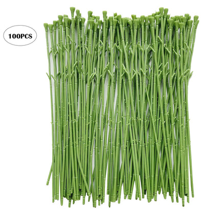 Yesok 100Pcs Floral Wire Stem Plastic Artificial Flower Floral Green Stem Wire DIY Craft Bouquet Making Floral Arrangement Tools