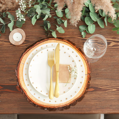 TaoBary 100 Pcs Disposable Wood Slice Woven Paper Placemats Rustic Charger Round Place Mat Bulk Table Paper Placemat for Farmhouse Birthday Wedding Dinner Baby Shower Hawaii Party Supply (Wood Slice)