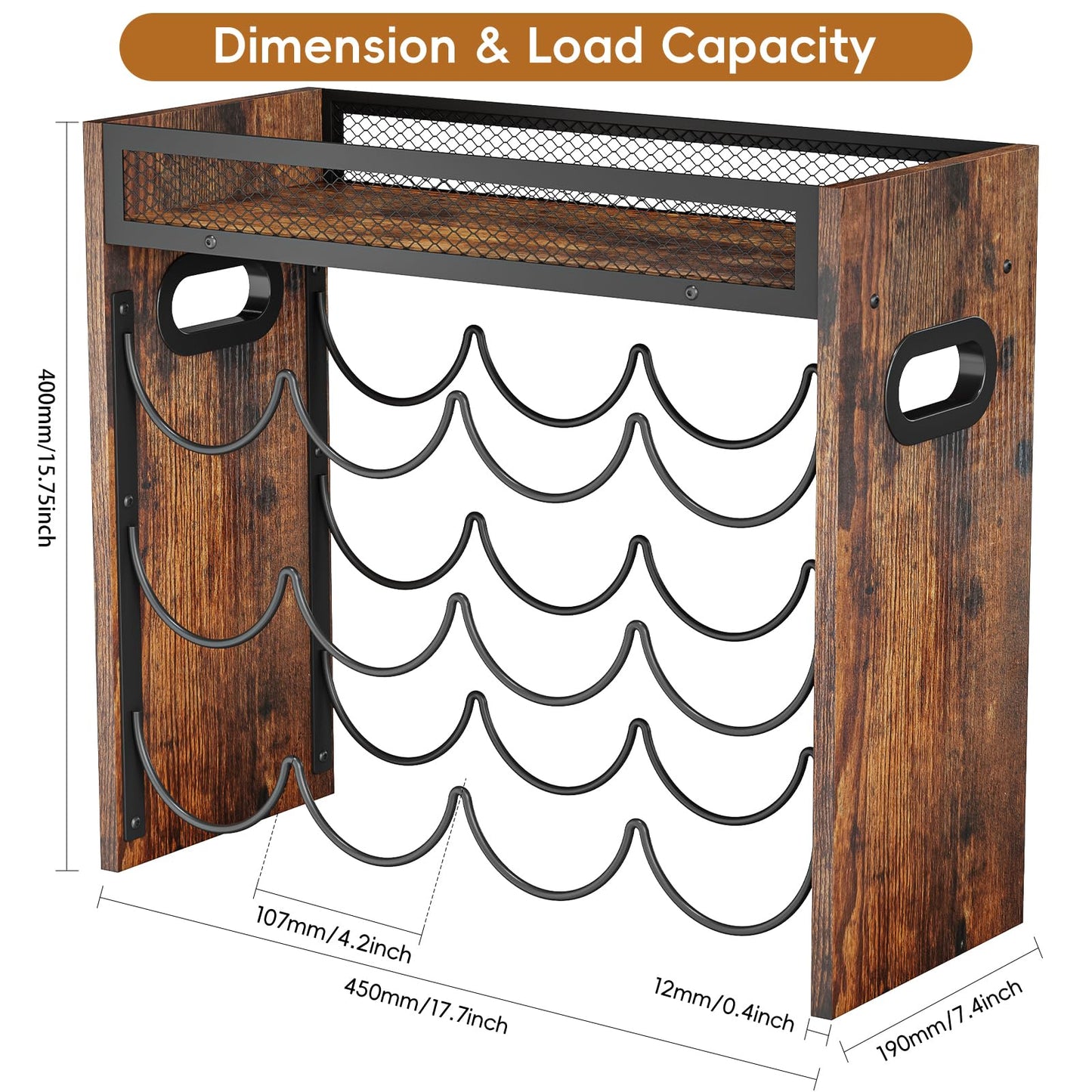 KLM 3-Tier Wine Rack, can Hold 12 Bottles.Suitable for Home Kitchens, Restaurants, Food Pantries, cabinets, and Bars.
