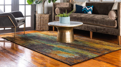 Unique Loom Jardin Collection Colorful, Vibrant, Abstract Watercolor Area Rug (9' 0 x 12' 0 Rectangular, Multi/ Orange)