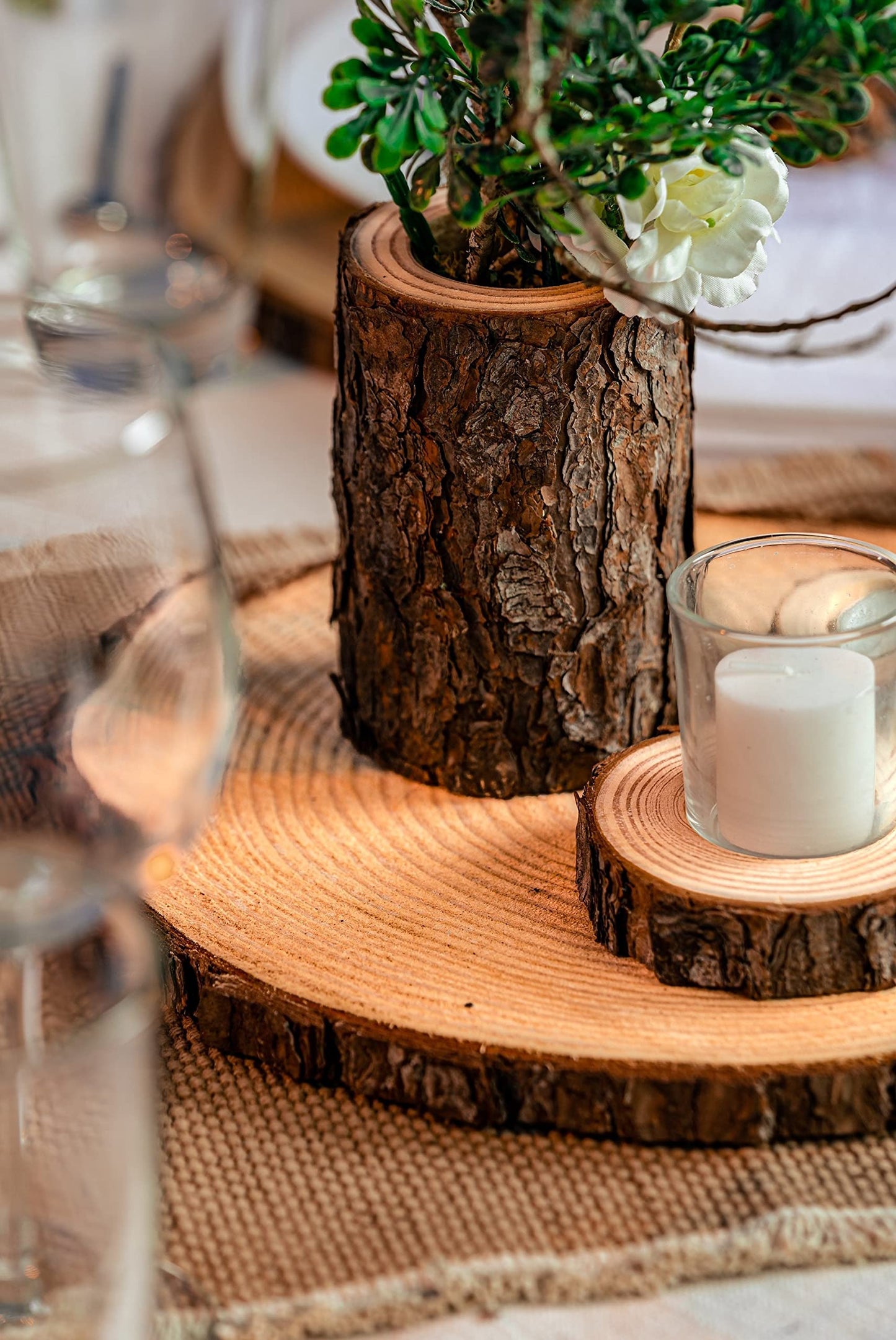 Set of 10 Large Wood Slices (11-13”) – Rustic Wooden Rounds for Wedding Centerpieces, Event Decor, and Table Centerpieces