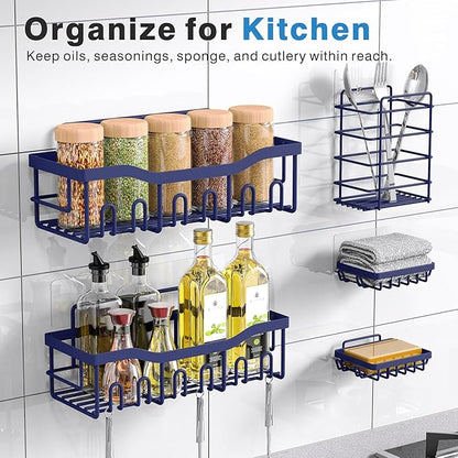 EUDELE 5-Pack Rustproof Stainless Steel Shower Caddy – No Drill Adhesive
