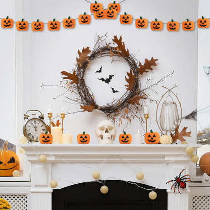 Hillsuren 24 Pcs Halloween Felt Pumpkin Wool Felt Ball Garland Spooky Fabric Pumpkin Ornaments for DIY Crafts Halloween Fall Party Hanging Home Wall Table Farmhouse Tree Indoor Outdoor Decoration