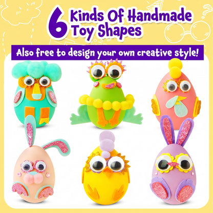 CZTCDP Arts and Kids Crafts Kits - Egg Pom Poms Decoration Craft Supplies & Materials for Toddler DIY School Supplies Kit Birthday Gifts for Girls Boys Age 2-4