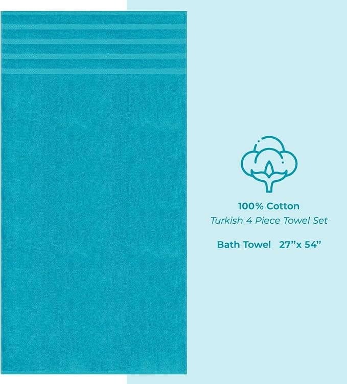 American Soft Linen Luxury 4 Piece Bath Towel Set, 600 GSM 100% Cotton Turkish