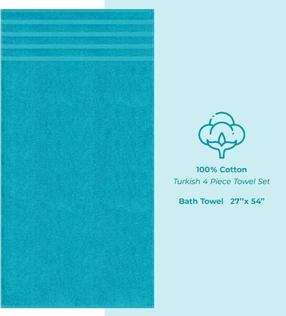 American Soft Linen Luxury 4 Piece Bath Towel Set, 600 GSM 100% Cotton Turkish