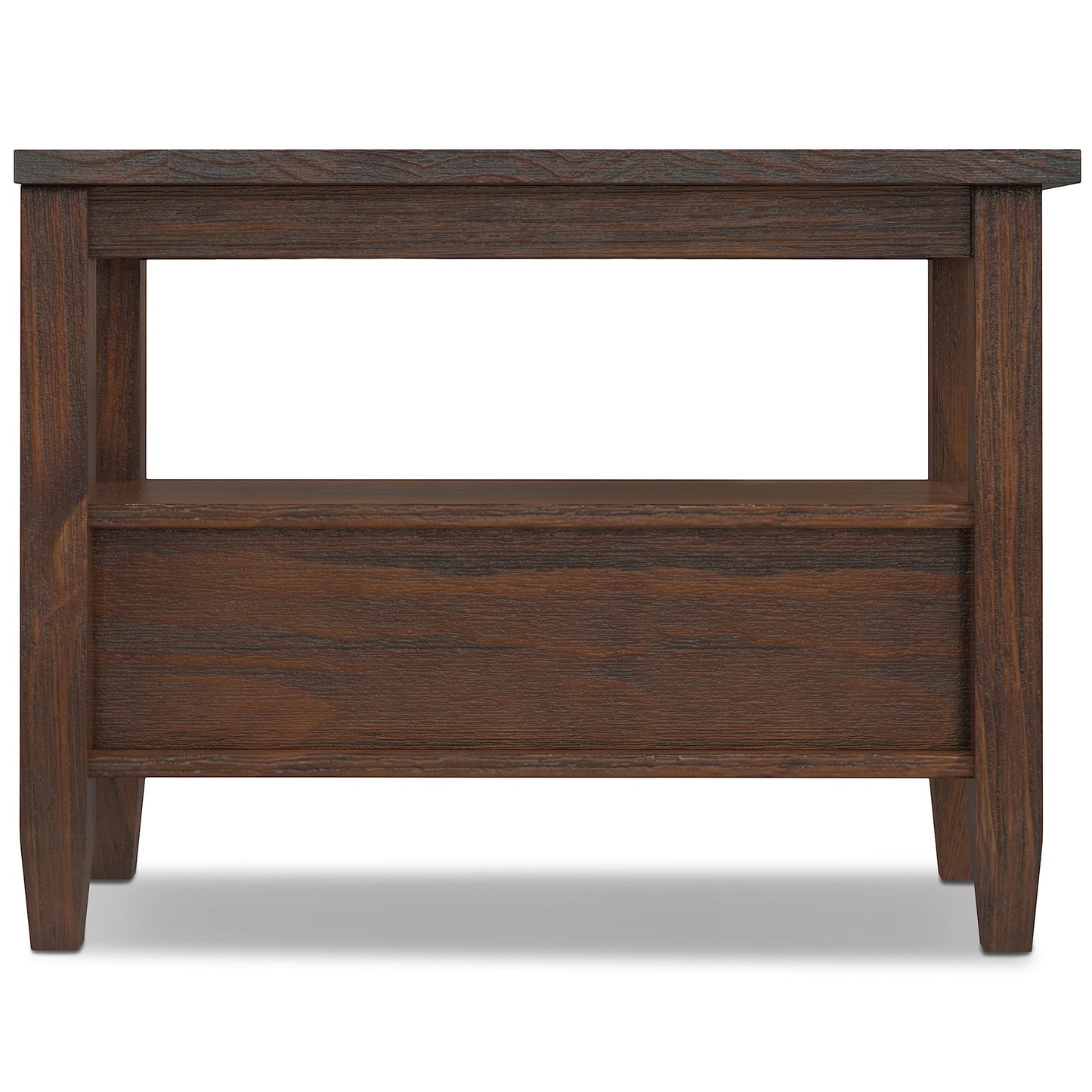 SIMPLIHOME Warm Shaker End Table - 14 inch Wide Solid Wood Narrow Side Table in Distressed Charcoal Brown, Transitional Accent Table for Living Room or Bedroom with Drawer, Open Shelf and Tapered Legs