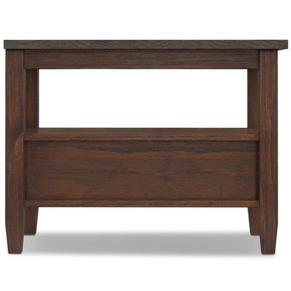 SIMPLIHOME Warm Shaker End Table - 14 inch Wide Solid Wood Narrow Side Table in Distressed Charcoal Brown, Transitional Accent Table for Living Room or Bedroom with Drawer, Open Shelf and Tapered Legs