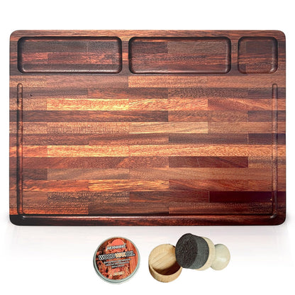 Walnut Cutting Board for Kitchen - Large Wooden End Grain Chopping Board with Handle & Groove - Wood Butcher Block - Double-Sided Charcuterie Serving Tray for Meat, Cheese & More - 16.4”x12.4”x1”