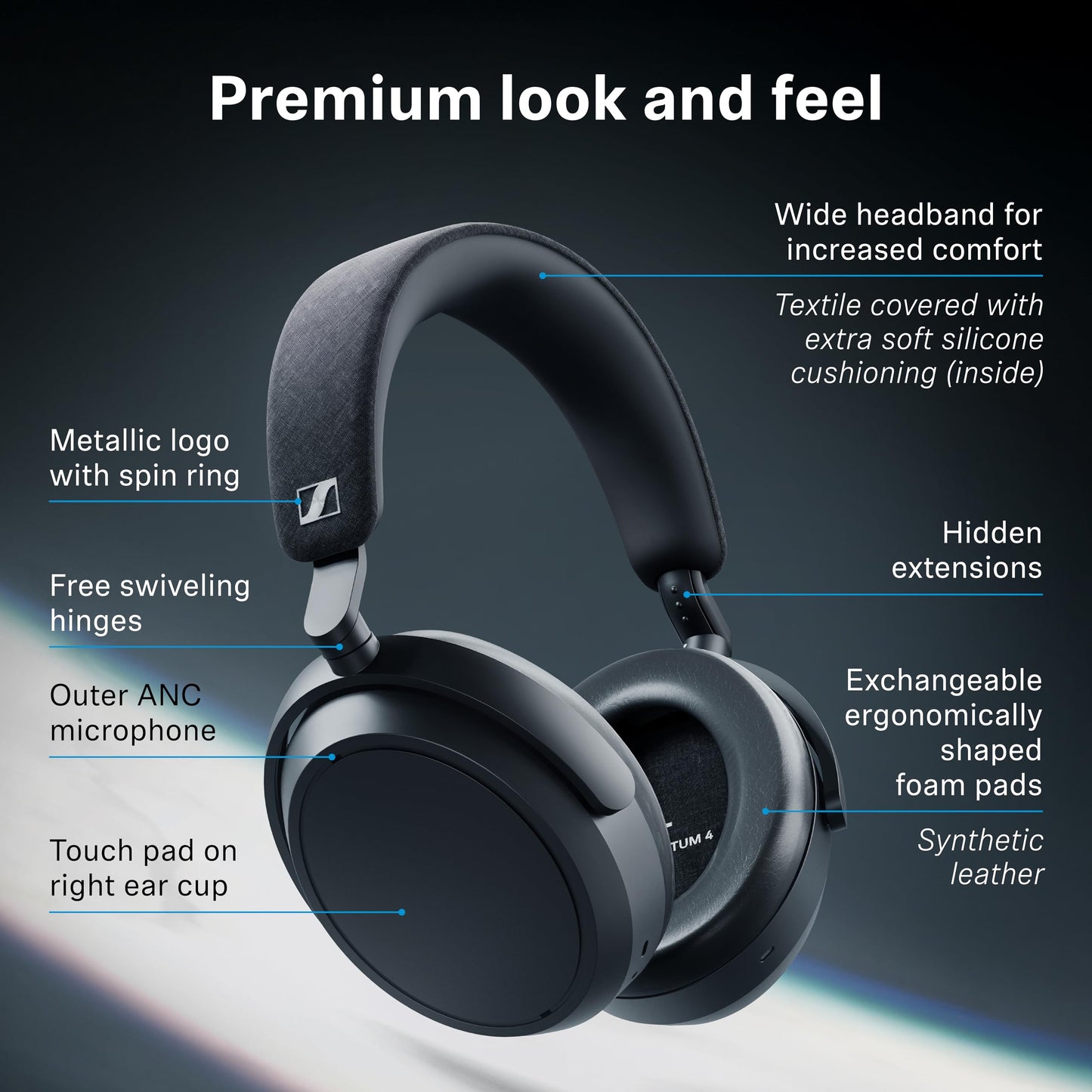 Sennheiser Momentum 4 Wireless Noise Cancelling Headphones - Bluetooth Headset for Crystal-Clear Calls with Adaptive Noise Cancellation, Over-Ear Headphones, 60h Battery Life, Folding Design, White