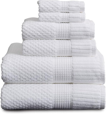 NY Loft 100% Cotton 6 Piece Bath Towel Set | White Towels | Oeko-TEX® Standard