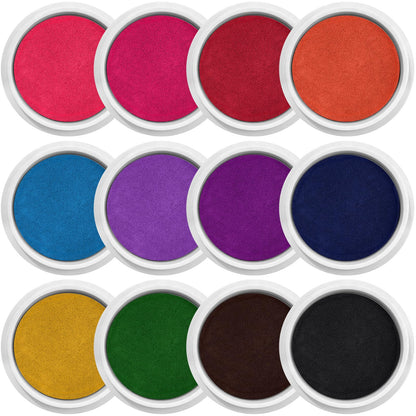 Jetec 12 Pack 7 Inch Large Washable Ink Pad Set, Handprint Footprint Ink Pad, Non-Toxic Washable Stamps Pads for DIY Crafts, Card Making, Scrapbooking, Family Art Projects (12 Colors)