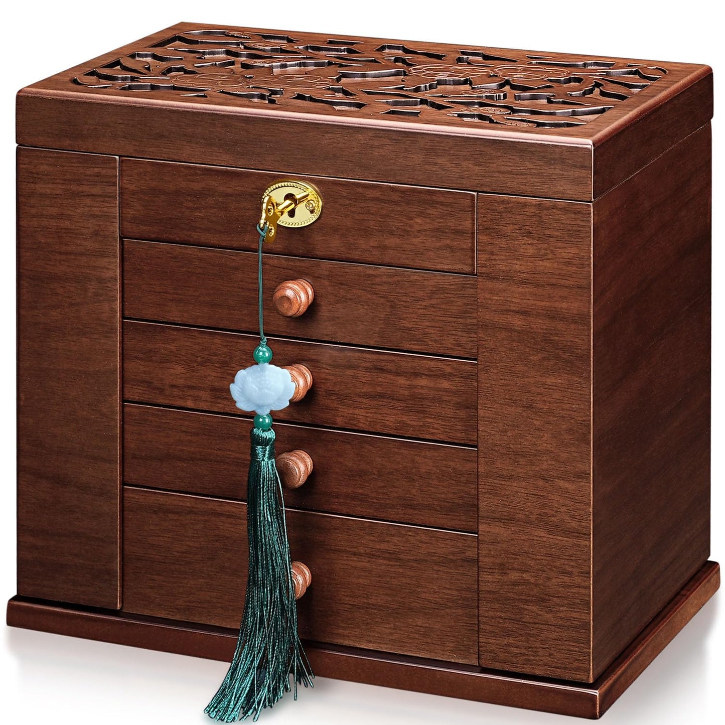 Artisticbox wooden Jewelry Box and Organizer - 8-Layer Lockable Wooden Jewelry Boxes for Women - Large Jewelry Boxes and Organizer with Key,Gift for Wife,dresser top jewelry box with lock