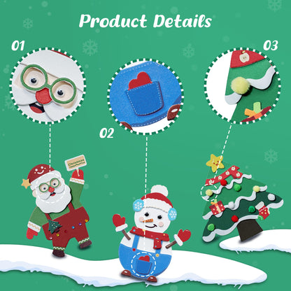 28°C 27 Sets Christmas Crafts Winter Arts and Crafts DIY Christmas Trees Snowmen Santa Claus Christmas Foam Stickers Tree Ornaments for Home Classroom Activities Party Favors Supplies