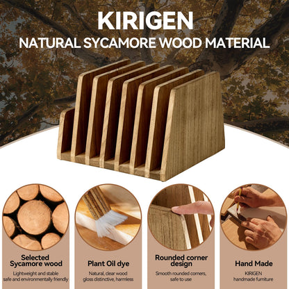 KIRIGEN Wooden Desk Mail Organizer, 7-Slot File Holder and Letter Sorter Wood Document Hlder for Mail, Folders, Bills, Papers, Home Office, Classroom, Countertop, No Assembly Brown 7KWJJ-DBR