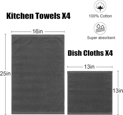 100% Cotton Kitchen Towels and Dishcloths Set