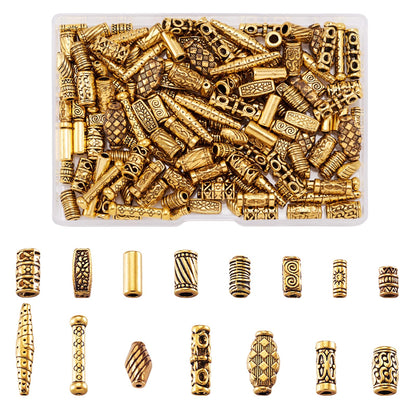 Craftdady 150Pcs Antique Gold Tube Bar Spacer Beads Tibetan Metal Column Barrel Drum Beads for Jewelry Crafts Making Hole:1-3.5mm