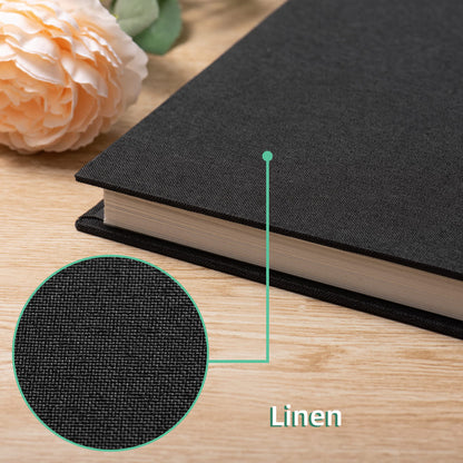 Large Photo Album Self Adhesive Scrapbook Album for 4×6 5×7 8×10 Pictures DIY Magnetic Linen Cover Album 40 Pages for Family Wedding Gifts with Metal Pen and Plastic