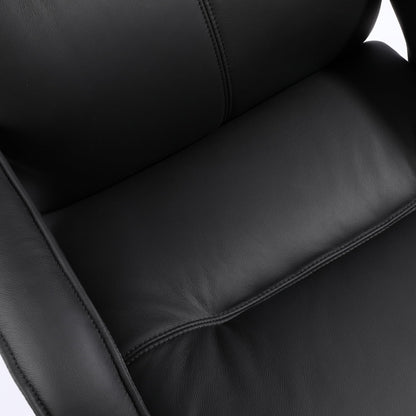 HUAUR Genuine Leather Modern Executive Chair High-Back Support 90 to 150 Degrees Tilt and Upholstered Home Desk Chair with Base 360LB Capacity Swivel Computer Office Chair (Black)