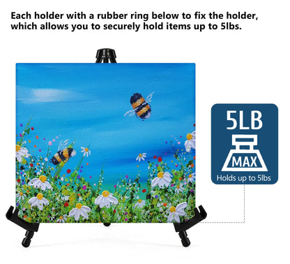 Somime 14" High Tabletop Instant Display Easel - Black Steel Small Tripod Easel Stand with Adjustable Holders for Pictures, Paintings, Posters and Store Signs(2 Pack)