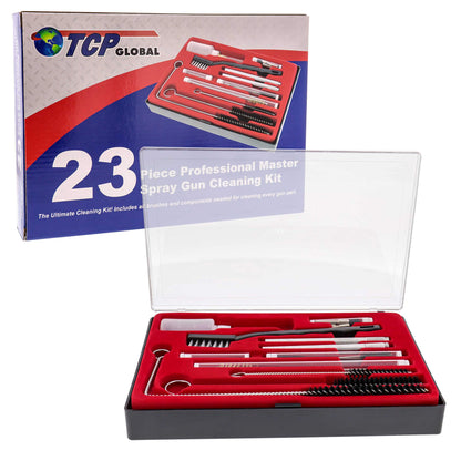 TCP Global 23 Piece Airbrush Cleaning Kit with Case - Paint Gun Cleaning Kit, Air Tools, Detail & Gravity Feed Airbrush Cleaner, Automotive Spray Gun Cleaner, Air Brush Washing Set