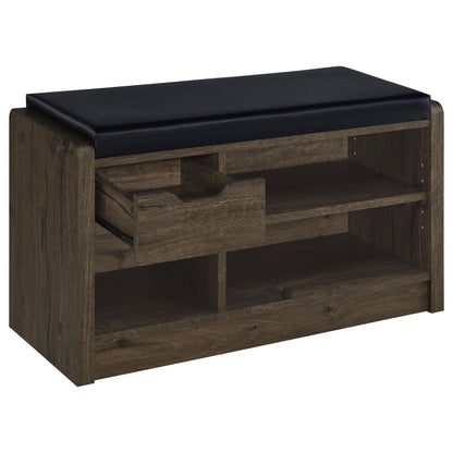 Coaster Home Furnishings - Arrington - Engineered Wood - Storage Bench with Pull-Out Drawer, Adjustable Shelf and Open Compartment - Entryway & Living Room- Smoked Oak Finish - 910321