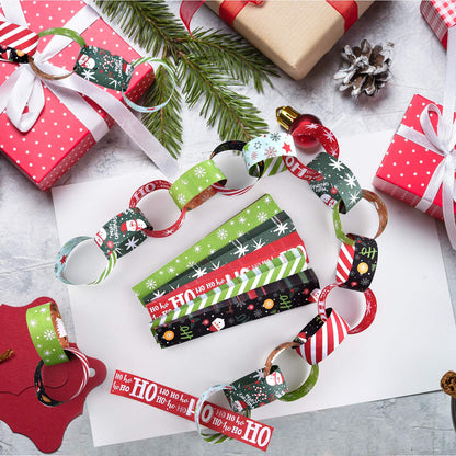 ASTARON 600pcs Christmas Paper Chains Festive Printed Creative Paper Decorations