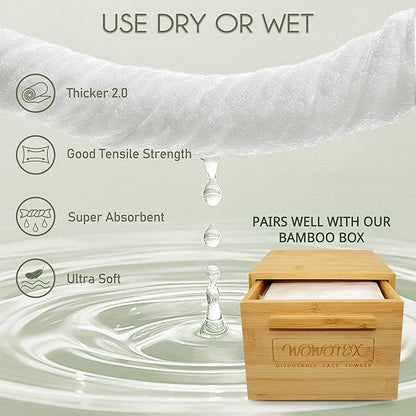 THICKER Dry Wipes 50 Count Disposable Face Towels 10x12" | Ultra Soft