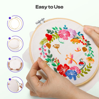 Caydo 6 Pieces 8 Inch Embroidery Hoop with Metal Screw, Round Embroidery Hoops Set, Adjustable Bamboo Cross Stitch Hoop Ring, Embroidery Frames for Art Craft Sewing, Home Ornaments