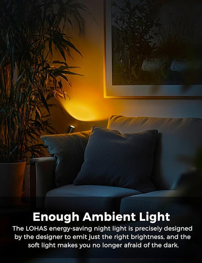 L LOHAS LED Night Lights Plug into Wall, [2-Pack] Rotatable Night Lights with Dusk to Dawn Sensor, 0-100 LM Brightness Adjustable,2000K Amber Nightlight for Adults Bathroom Hallway Stairs