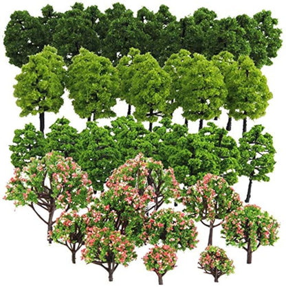 70-Pack Mixed Model Tree Train Trees Railroad Scenery Diorama Tree Architecture Trees for DIY Scenery Landscape