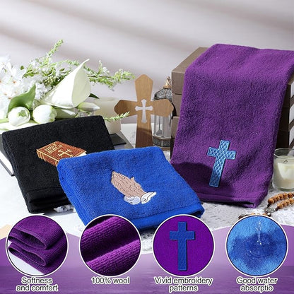 3 Pcs Easter Pastor Hand Towels, Christian Embroidered Religious Cross Cotton