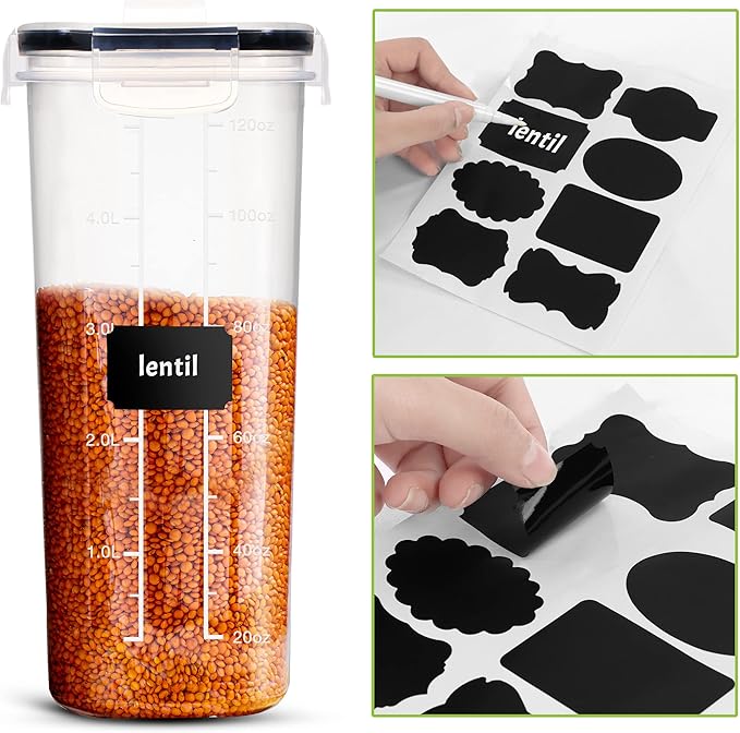 Utopia Kitchen Cereal Containers Storage Set – 3 Pack 4L Airtight Food Storage