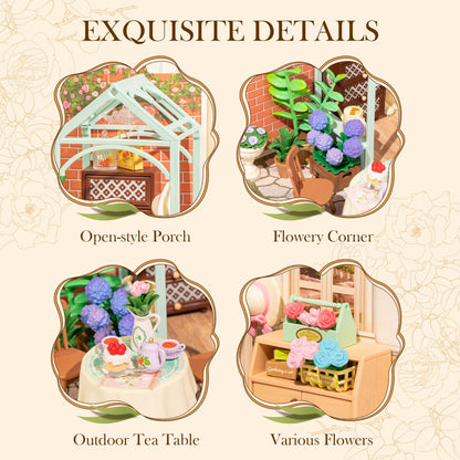 Rolife Super Creator-DIY Plastic Miniature House for Adults, Mini Blocks Model Kit Building Set for Teens 8-12, DIY Crafts/Hobbies/Building Blocks Toys for Teens&Adults (Blooming Tea Garden)