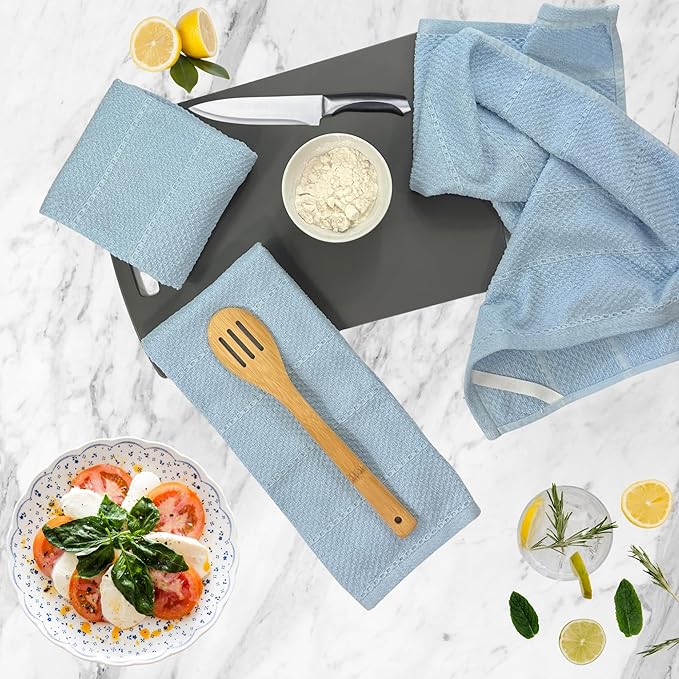 Serafina Home Coastal Sky Light Blue Kitchen Hand Dish Towels: Oversized 28" x