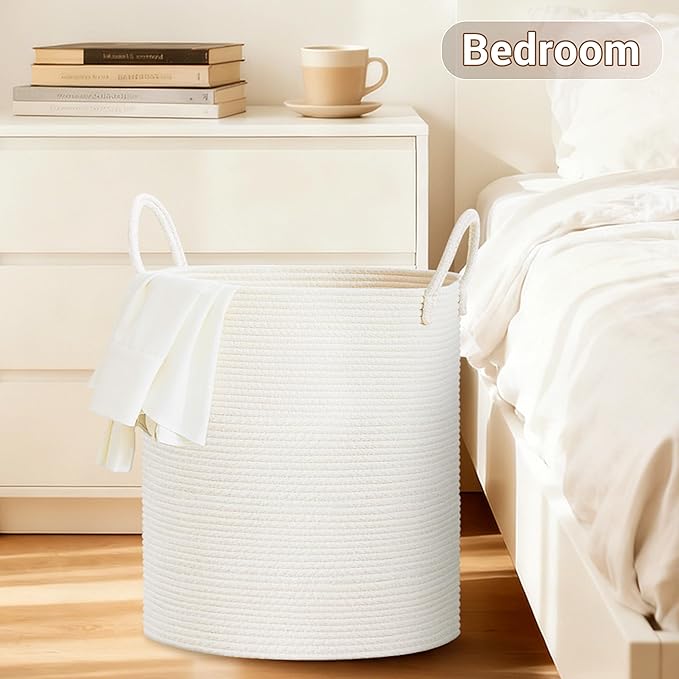 Tall Laundry Basket with Handles, 88L Portable Dirty Clothes Hamper, Boho